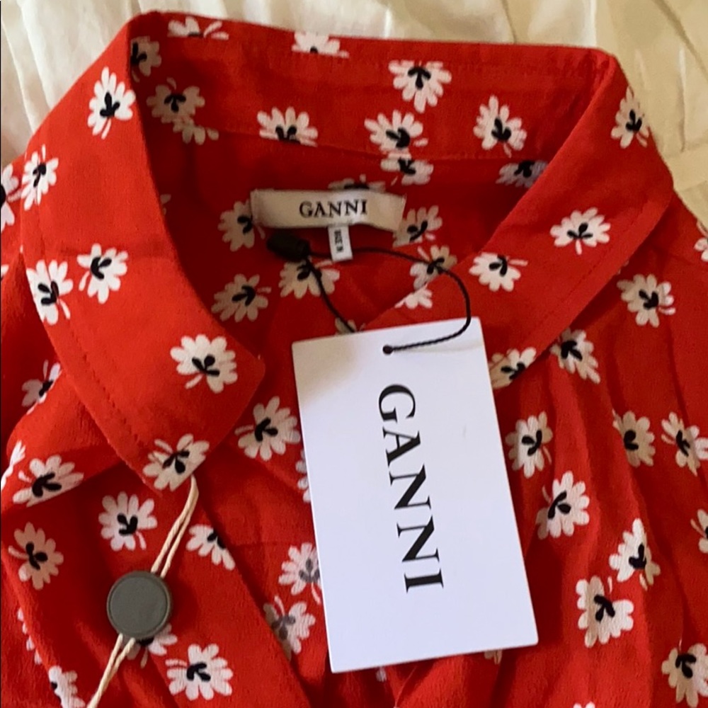 NWT Ganni ❤️ floral print crepe shirt NWT $145 - Picture 4 of 5